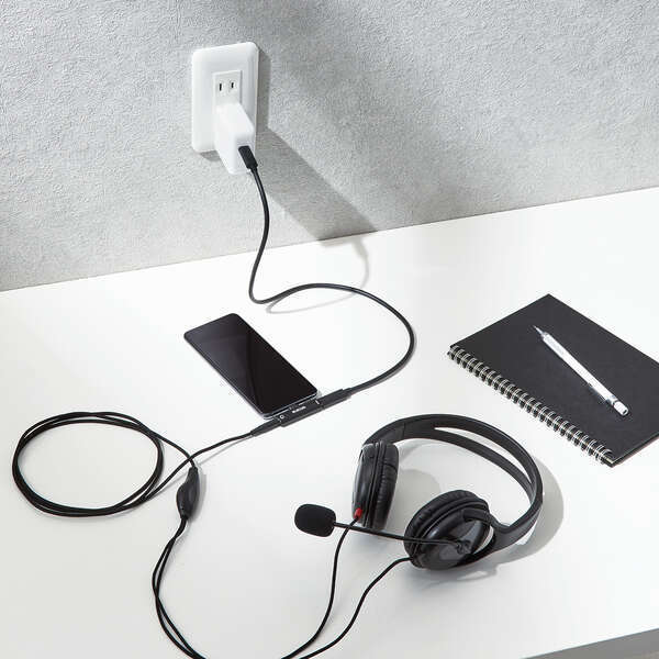 USB Type-C対応音声変換アダプタ USB PowerDelivery対応 充電しながらヘッドセットが接続できる: MPA-C35PDBK_画像9