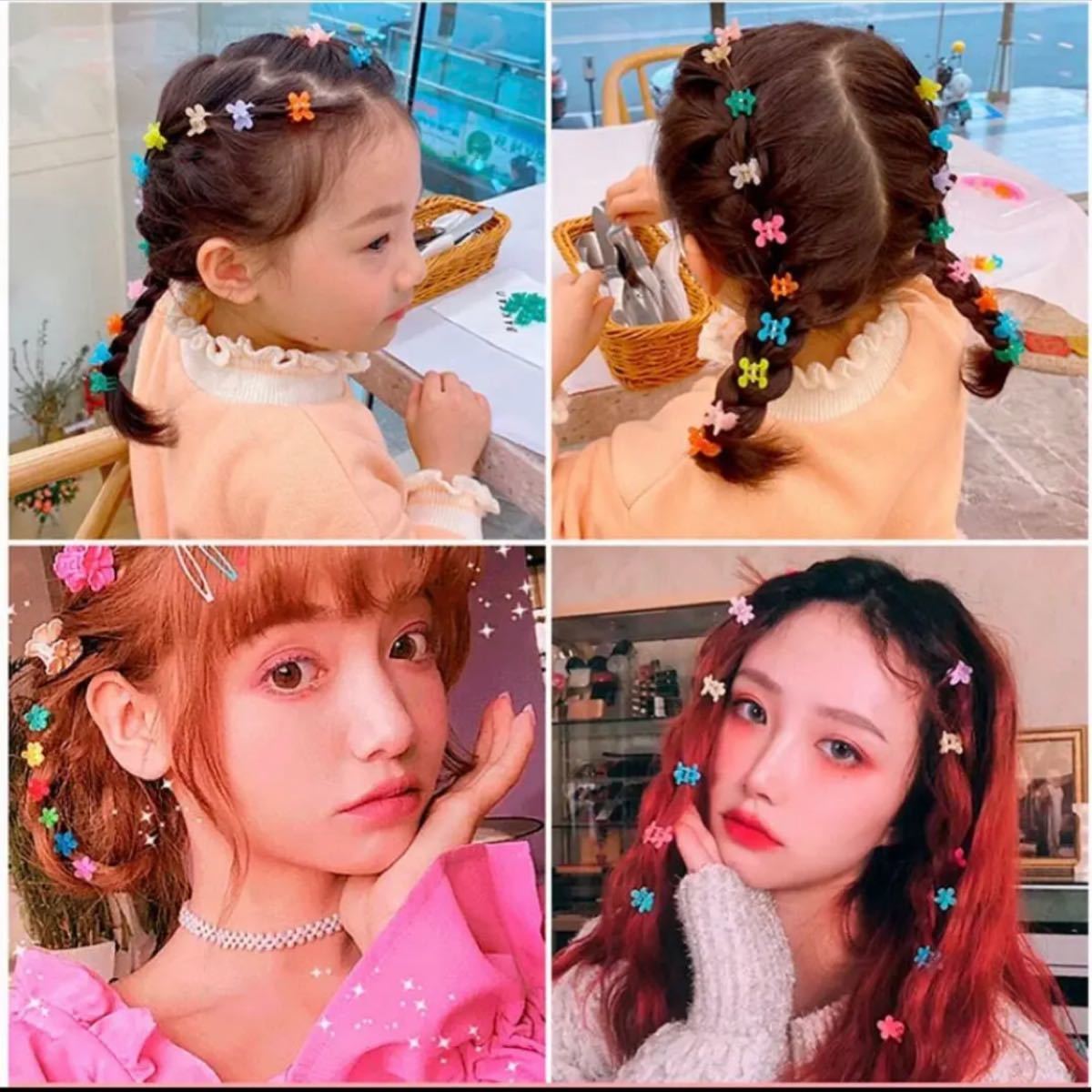 珍しいお色味☆ ミニヘアクリップ お花 韓国