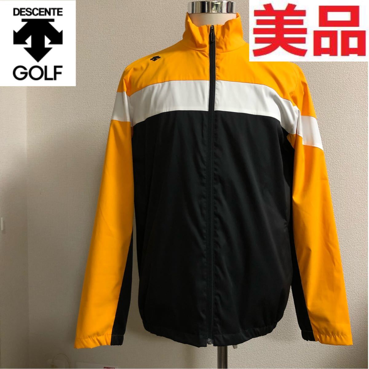 DESCENTE GOLFデサントゴルフ 三段切替 ウィンドジャケット イエローオレンジ XOサイズ