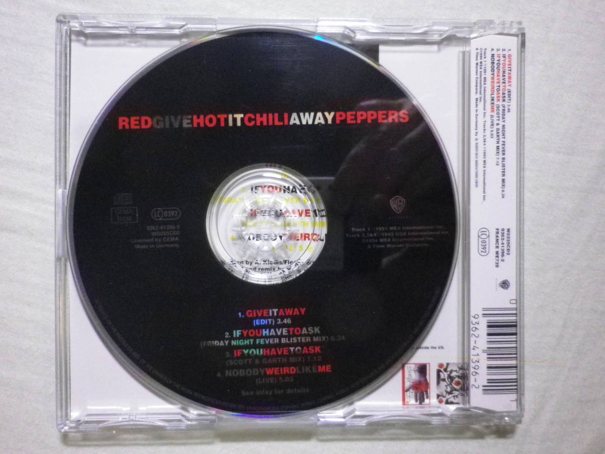 『Red Hot Chili Peppers/Give It Away(1991)』(WARNER BROS. 9362-41396-2,ドイツ盤,4track,ライブ音源,Nobody Weird Like Me)_画像2