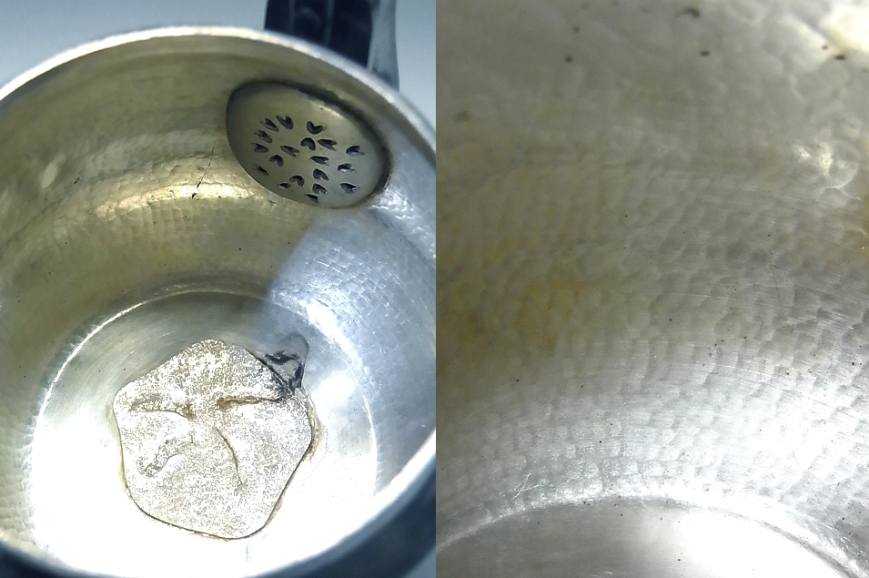 □純銀製 菊摘み 銀瓶 鎚起銀器 385.5g□急須煎茶道具水注薬缶 □純銀製 菊摘み 銀瓶 鎚起銀器 385.5g□急須煎茶道具水注薬缶