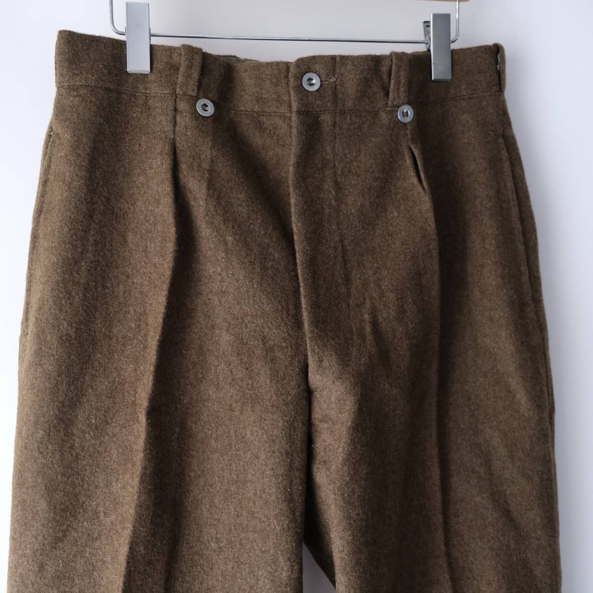  dead stock the first period [ France army Vintage ]M-52 wool trousers pants / olive series / 35 / military metal button previous term 