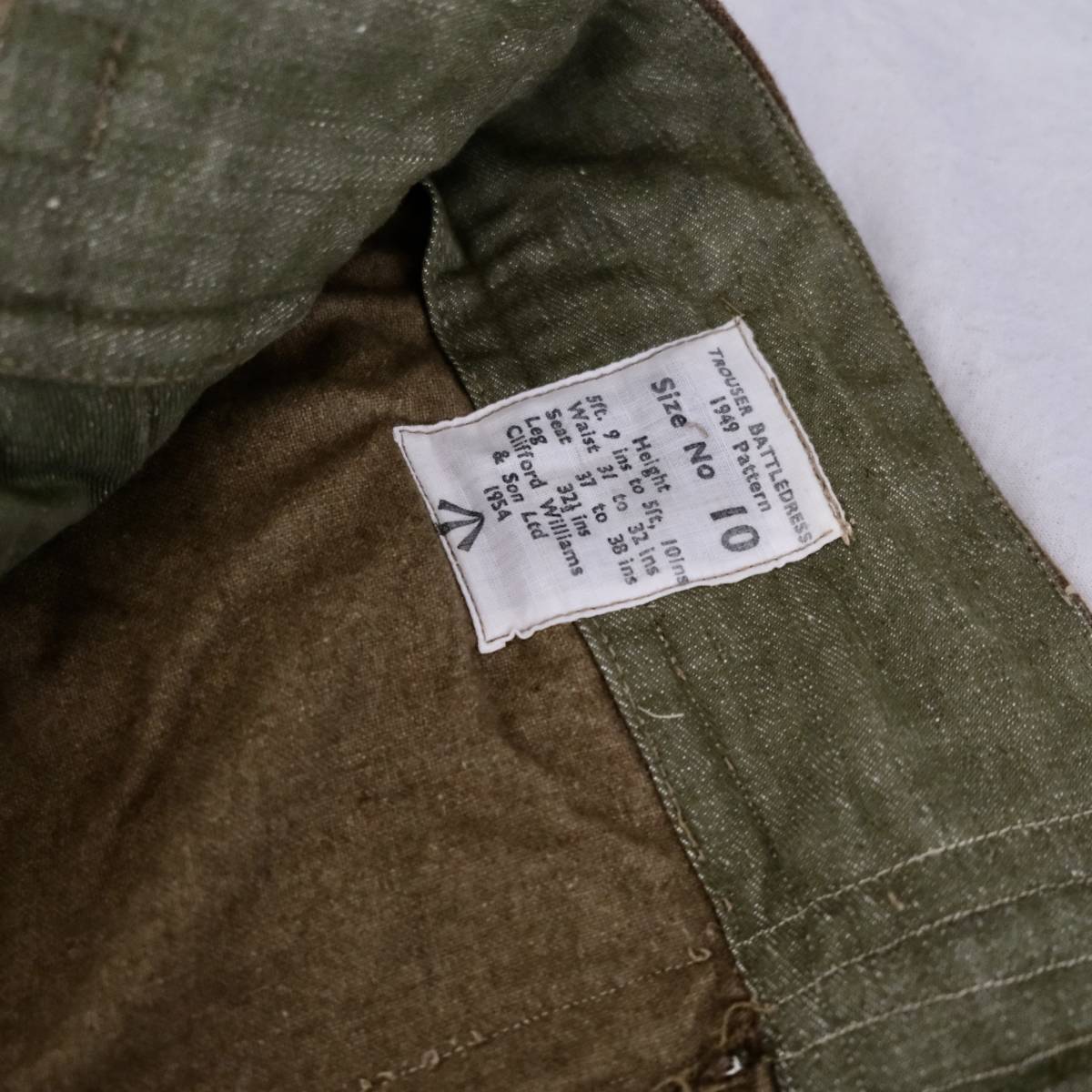 50s[ England army Vintage ] wool tuck trousers pants / olive series / military France Work Europe britain army UK