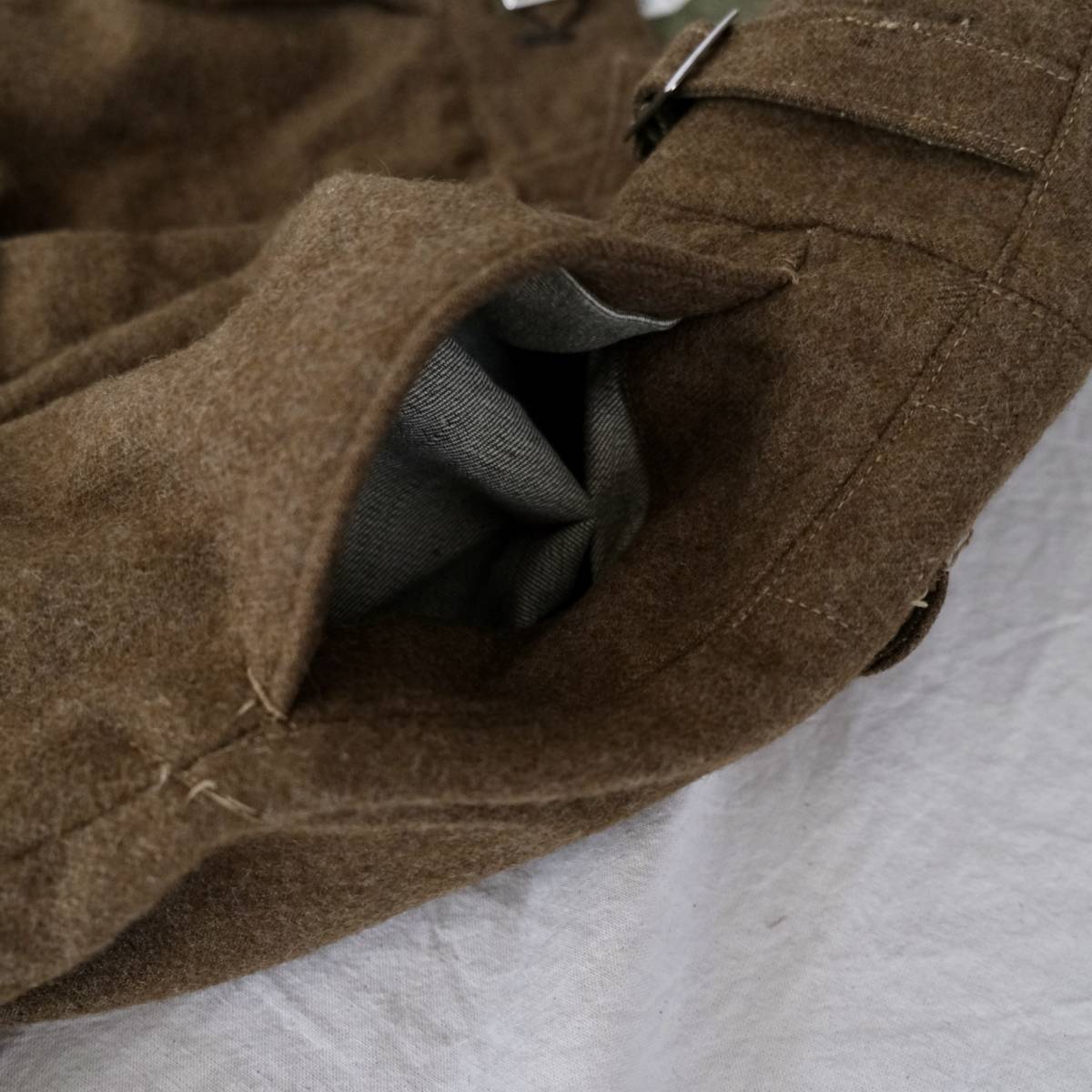 50s[ Англия армия Vintage ] шерсть tuck брюки брюки / оливковый серия / милитари Франция Work Europe Британия армия UK