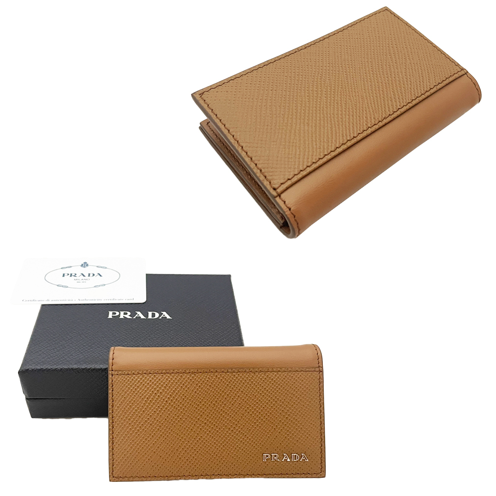 新品プラダ メンズ カードケース キャメル 2MC122 PRADA