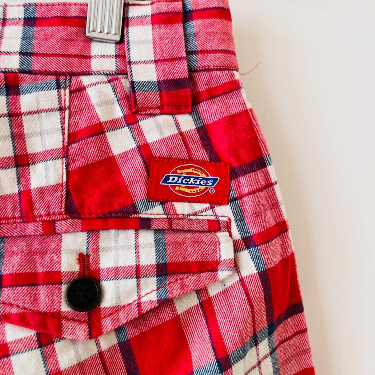 H552cL《Dickies デッキケース》サイズ30インチ M位 クロップドパンツ チェックパンツ レッド系 メンズ アメカジ ストリート 古着 _画像8