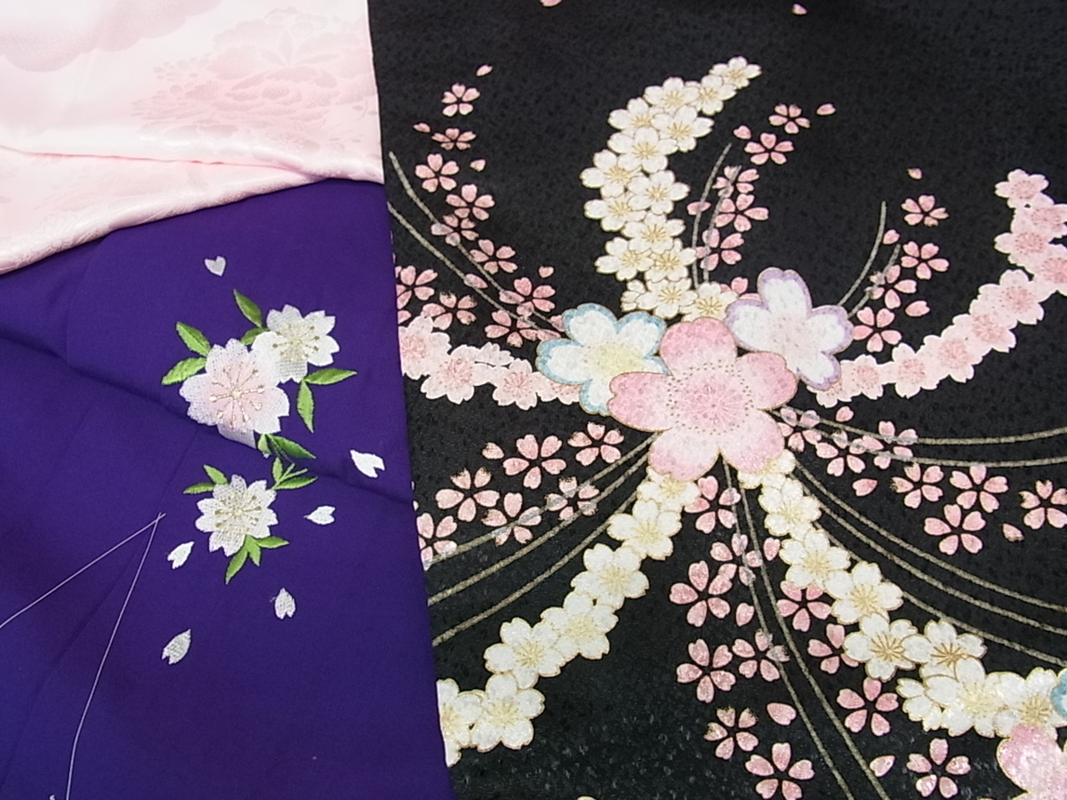 平和屋□極上 二尺袖着物・袴・長襦袢 セット 卒業式 入学式 刺繍 乱菊