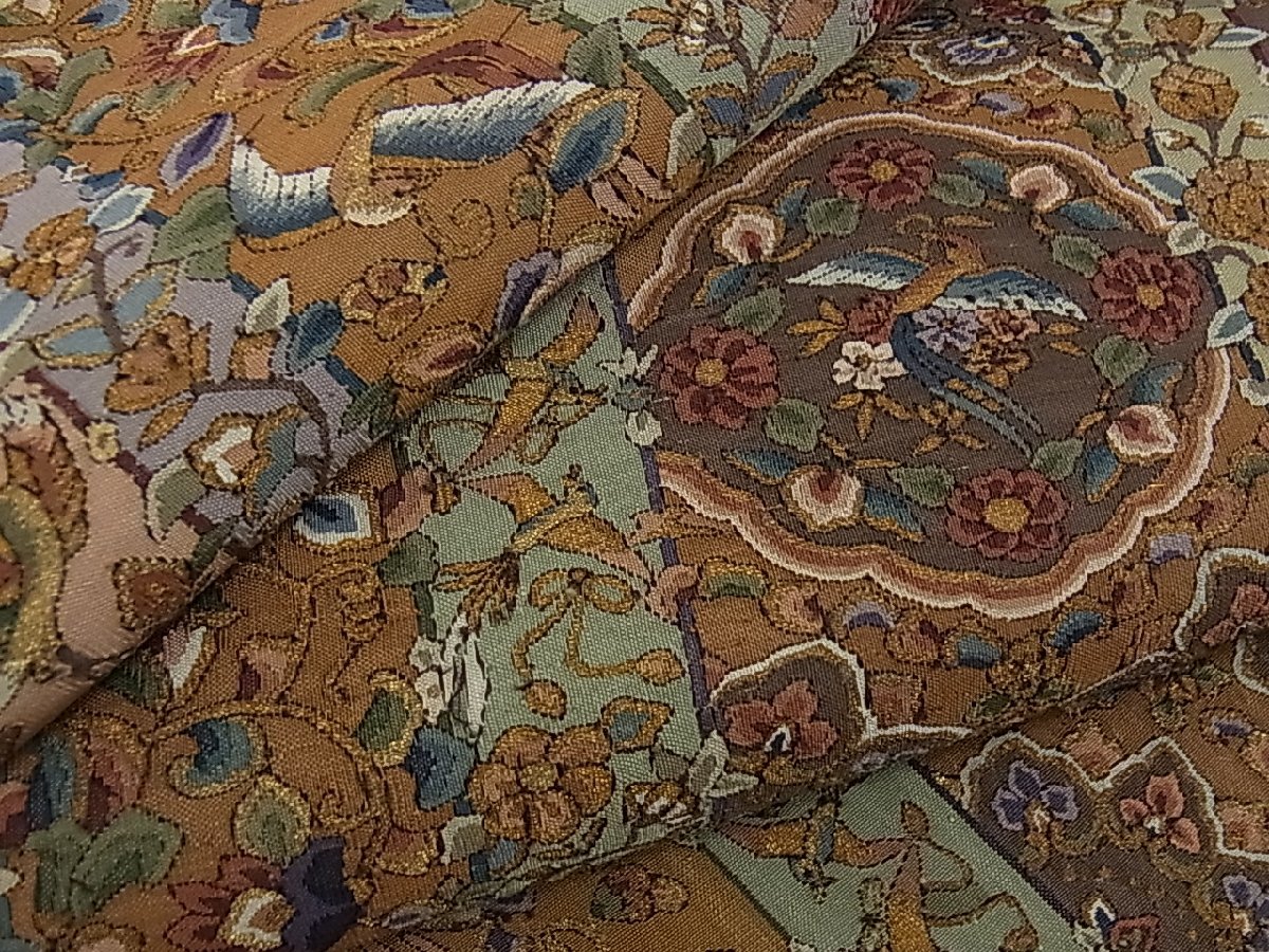 平和屋着物□明綴れ 太鼓柄袋帯 中国蘇州刺繍 正倉院華鳥紋 金糸 逸品