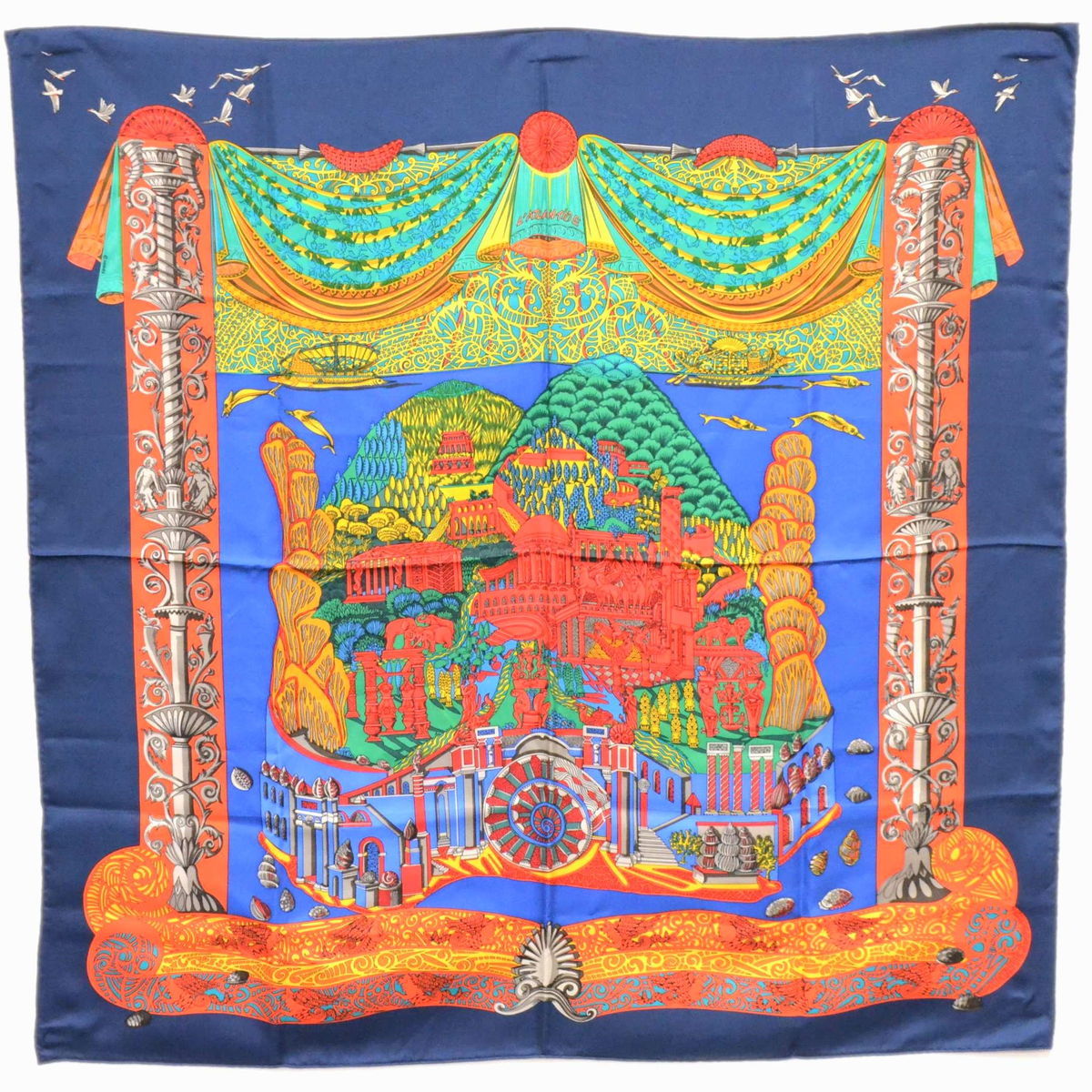 本物 エルメス HERMES スカーフカレ カレ90 L'ATLANTIDE