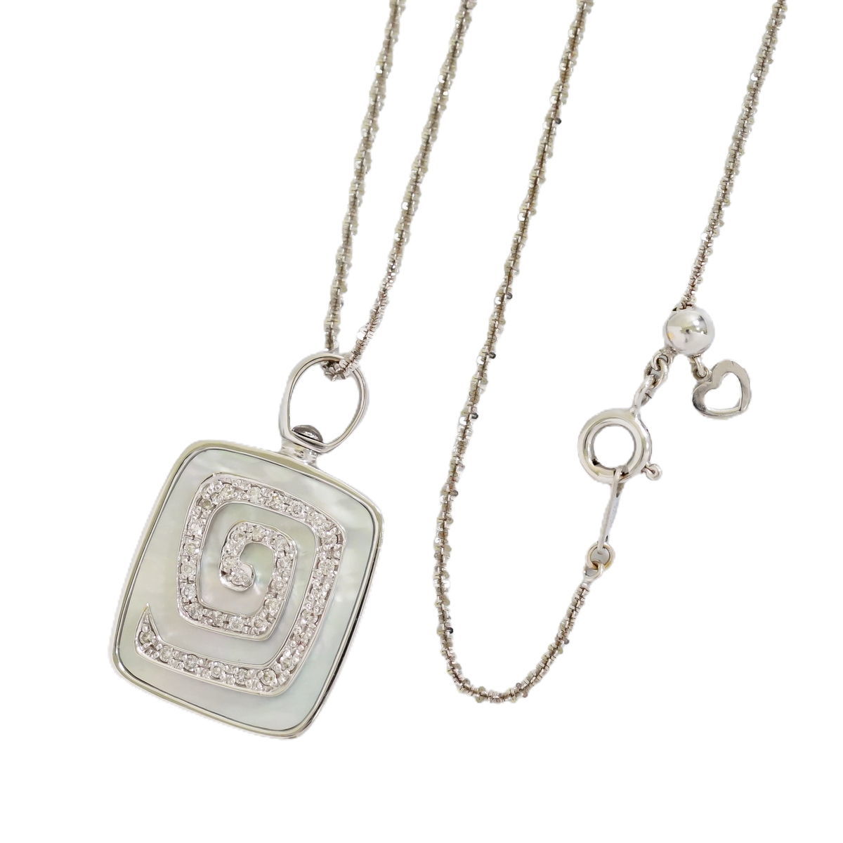本物 ダイヤモンド 0.27ct シェル 750 K18 WG ネックレス ペンダント