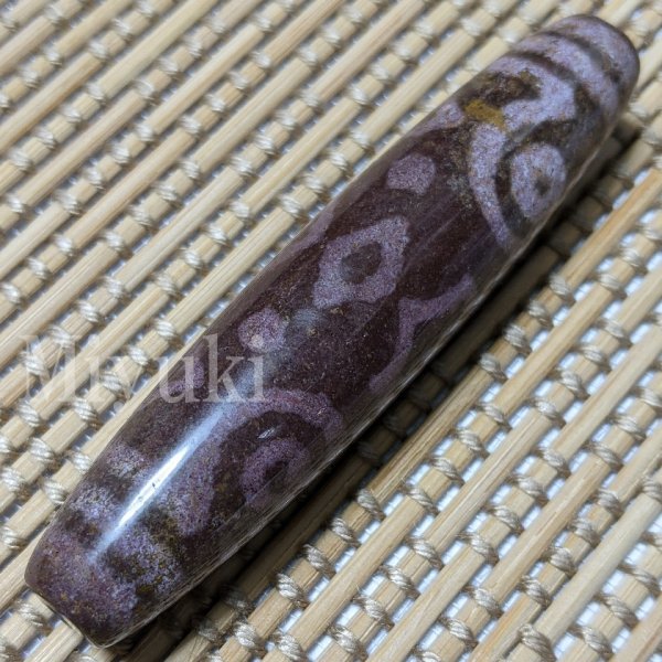 御幸天珠 BB07963 珍品 朱砂 多眼天珠 82x18mm 十眼天珠 金剛三眼天珠 10眼天珠 金剛3眼天珠 全面朱砂 朱砂天珠 紅朱砂 赤朱砂 特殊天珠