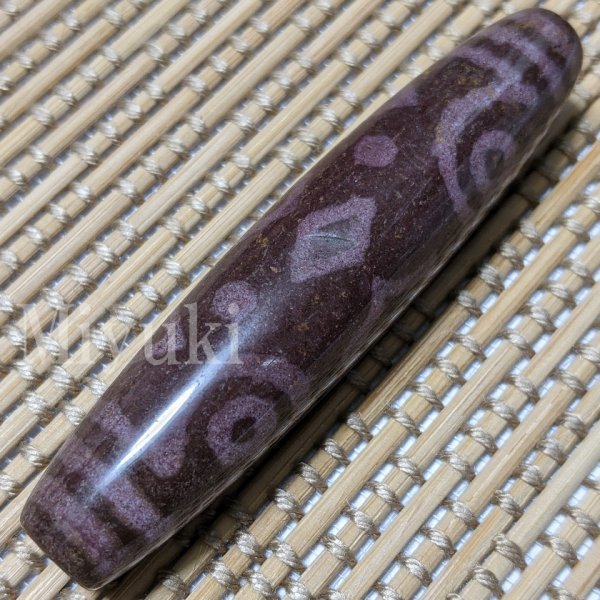 御幸天珠 BB07963 珍品 朱砂 多眼天珠 82x18mm 十眼天珠 金剛三眼天珠 10眼天珠 金剛3眼天珠 全面朱砂 朱砂天珠 紅朱砂 赤朱砂 特殊天珠