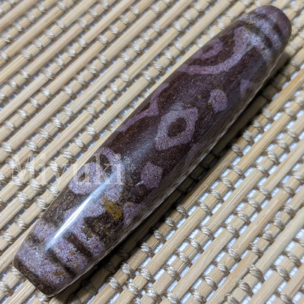 御幸天珠 BB07963 珍品 朱砂 多眼天珠 82x18mm 十眼天珠 金剛三眼天珠 10眼天珠 金剛3眼天珠 全面朱砂 朱砂天珠 紅朱砂 赤朱砂 特殊天珠