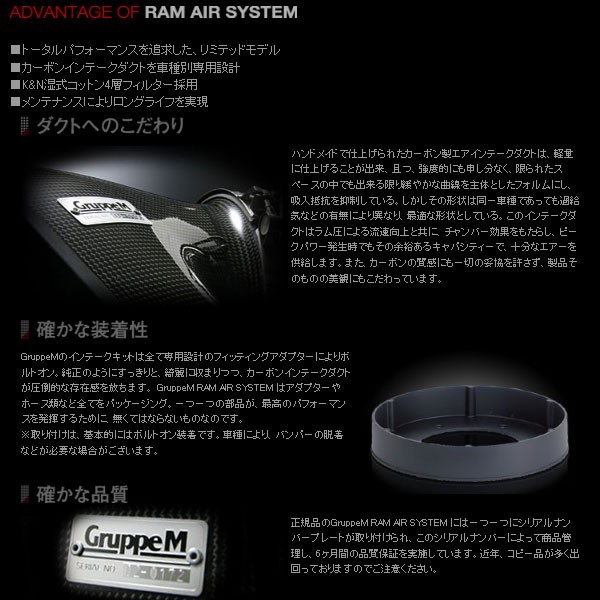 GruppeM RAM AIR System BMW 1シリーズ E82 E87 E88 135i UC35 N54B30A ツインターボ 2008～2010 1Series 1er 送料無料_画像2