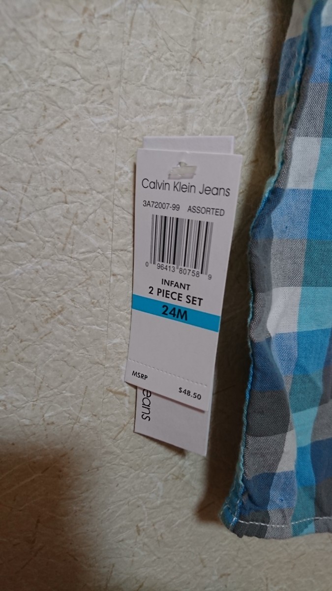 新品未使用タグ付き Calvin Klein カルバンクライン チェックシャツ 24M (90-95㎝相当)