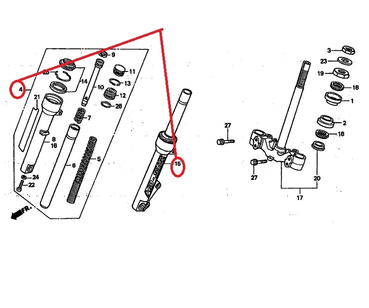 ホンダライブディオZX(SK50MS)用フロントフォークR/Lセット ホンダライブディオZX(SK50MS)用フロントフォークR/Lセット