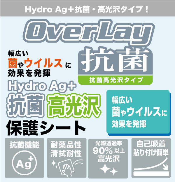 デジタルルームミラー型ドライブレコーダー HM-030 保護 フィルム OverLay 抗菌 Brilliant for HIGASHI ドラレコ HM030 Hydro Ag+ 抗菌_画像2