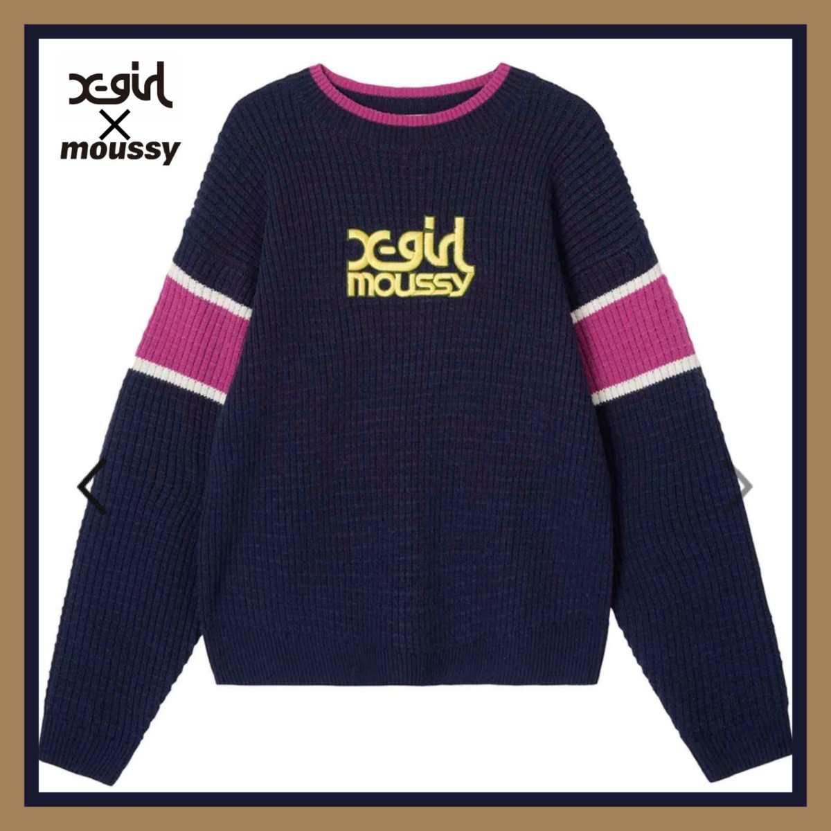 【クーポン利用可♪】【完売商品・激レア】moussy×X-girl マウジーエックスガール コラボ ロゴラインニット