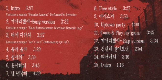 韓国CD★ Uptown (アップタウン) 3集 ★ワケあり品 ★Tasha 、ユン・ミレ_収録曲