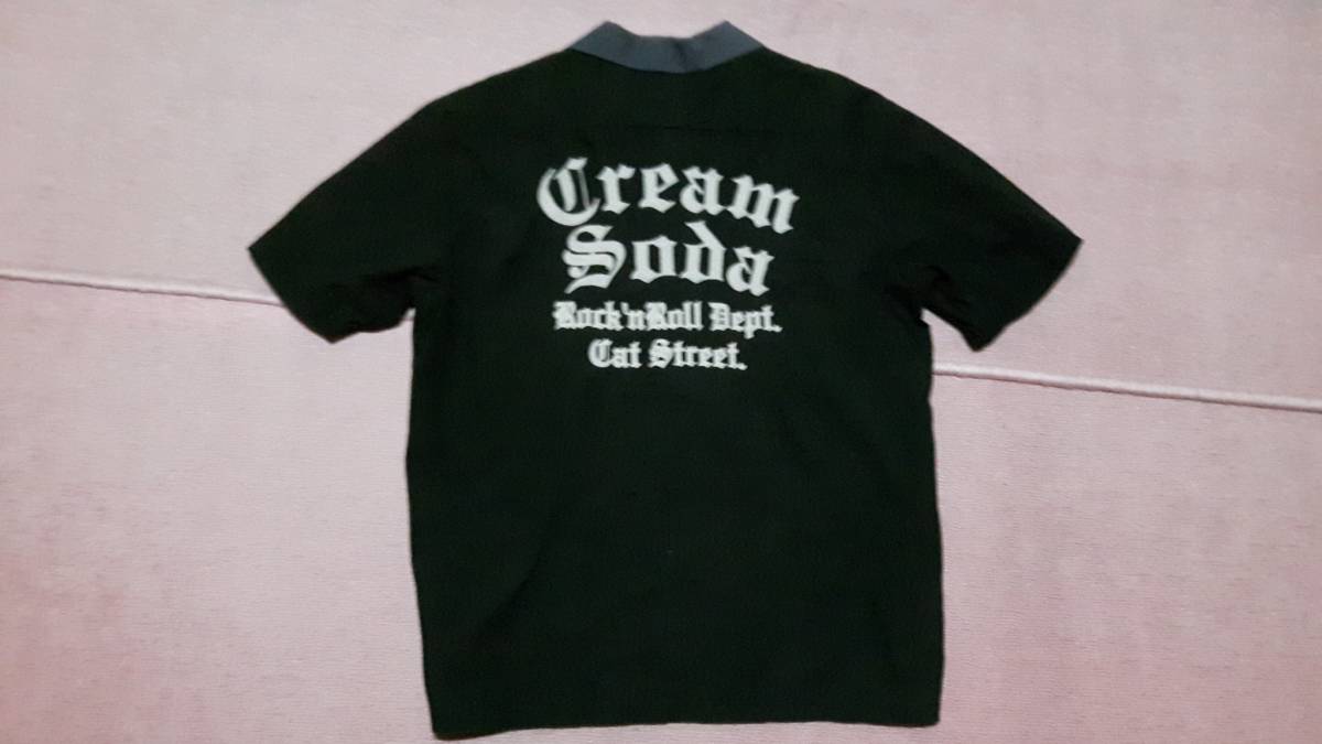 クリームソーダ 刺繍入りオープンシャツ　ピンクドラゴン　CREAM SODA ブラックキャッツ　ロカビリー