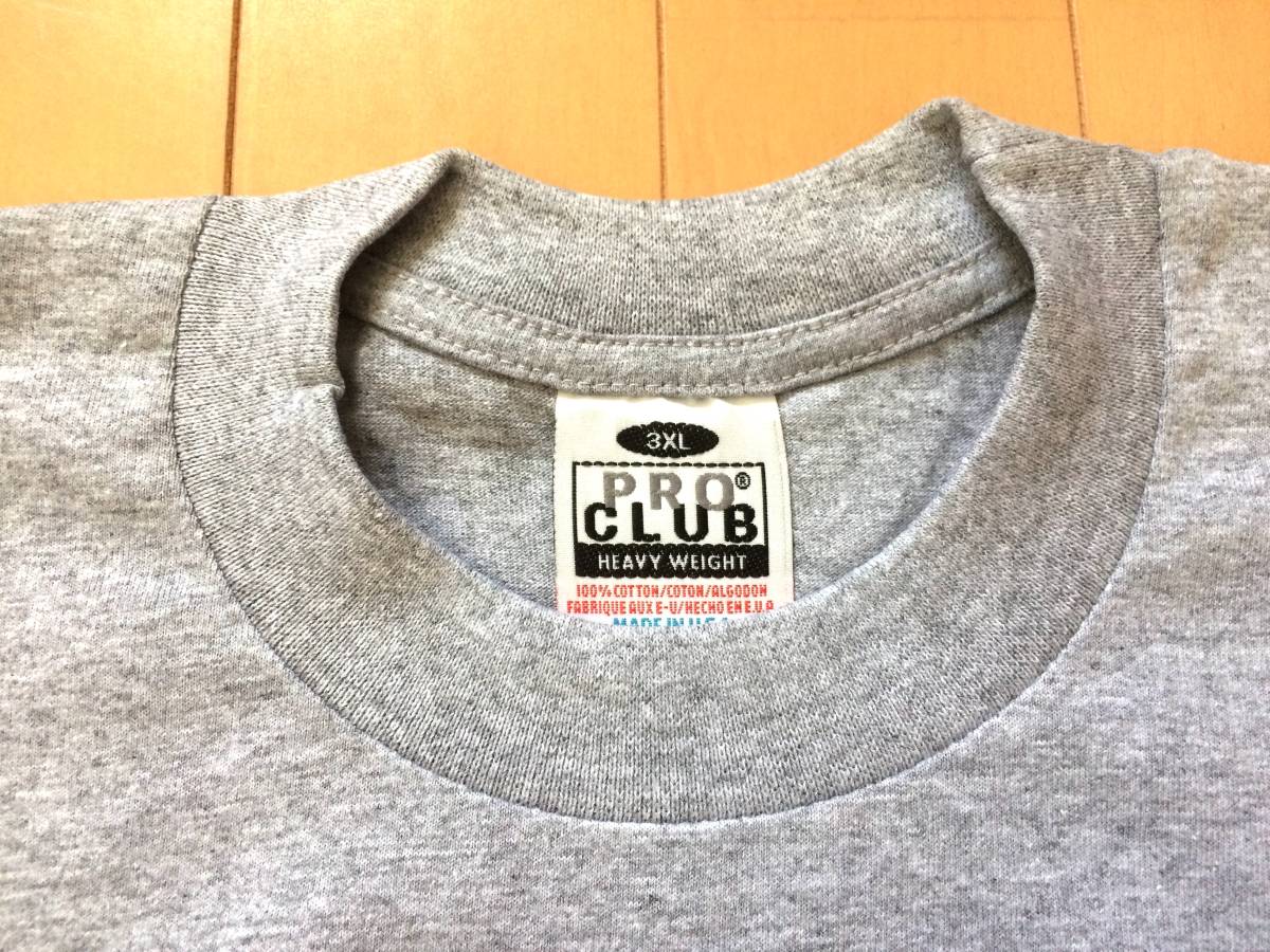 ★PROCLUB プロクラブ USA製 無地 半袖 Tシャツ グレー LA仕入れ ヘビーウェイト 高品質 コットン100% 3XL アメカジ スポーツ 大きい 新品