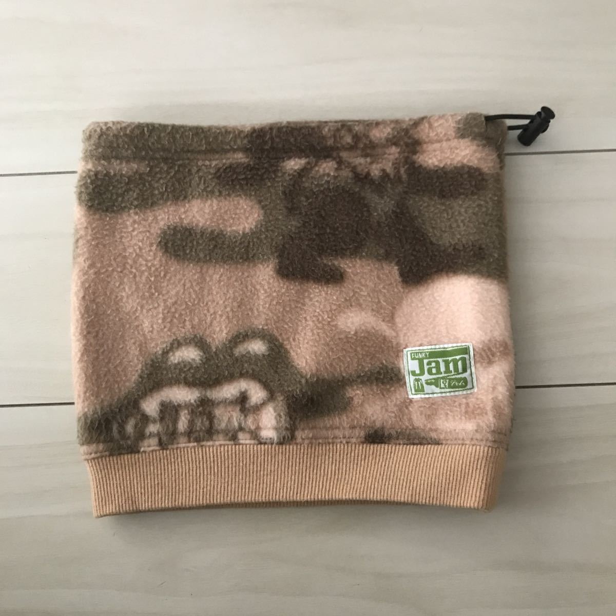 USED*JAM fleece neck warmer size S*gla gram - muchacha * retro old clothes snow play snow going to school commuting to kindergarten muffler protection against cold Skull skull 