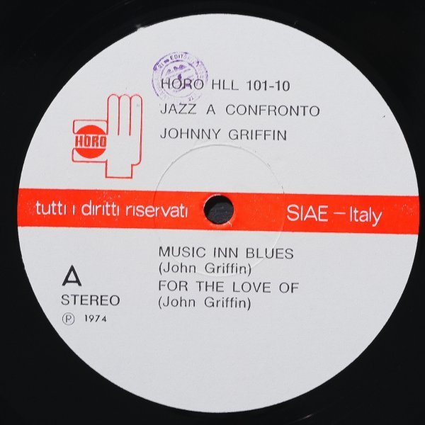 【イタリア盤】JOHNNY GRIFFIN 美盤 JAZZ A CONFRONTO ジョニーグリフィン HORO ワンホーン名盤 FRANCO D'ANDREA / GIOVANNI TOMMASO_画像4