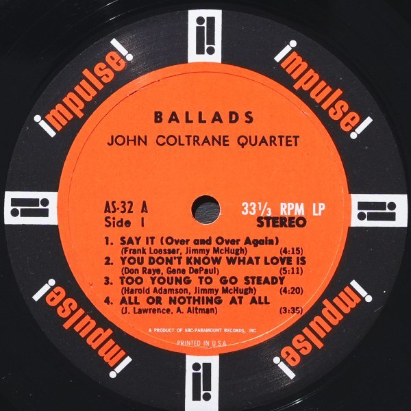 米オリジナル】JOHN COLTRANE ツヤ有オレンジ BALLADS ジョンコルトレーン IMPULSE 名盤 / McCOY TYNER / JIMMY 米オリジナル】JOHN COLTRANE ツヤ有オレンジ BALLADS ジョンコルトレーン IMPULSE 名盤 / McCOY TYNER / JIMMY