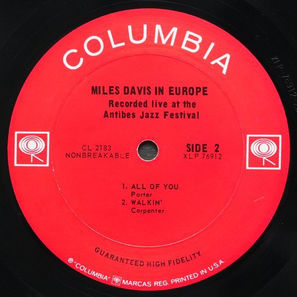 【米オリジナル】MILES DAVIS MONO盤 2EYEラベル IN EUROPE マイルスデイヴィス COLUMBIA 名盤 HERBIE HANCOCK_画像4