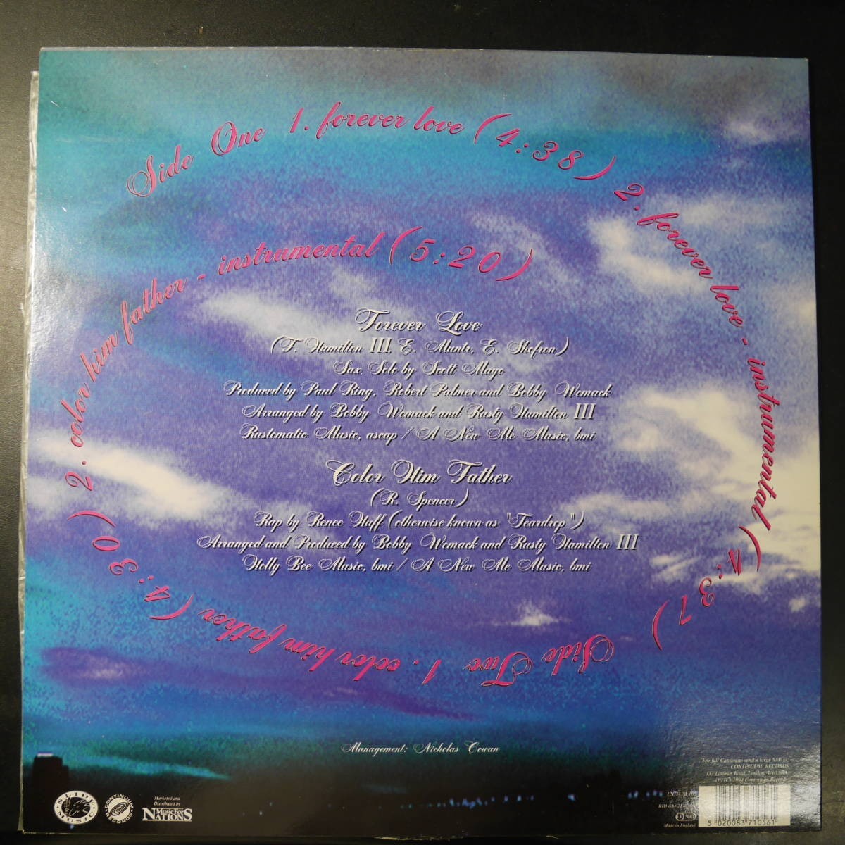 アナログ ● 輸入盤・UK盤 ～ Bobby Womack Forever Love レーベル:Continuum Records 12CTUM 105_画像2