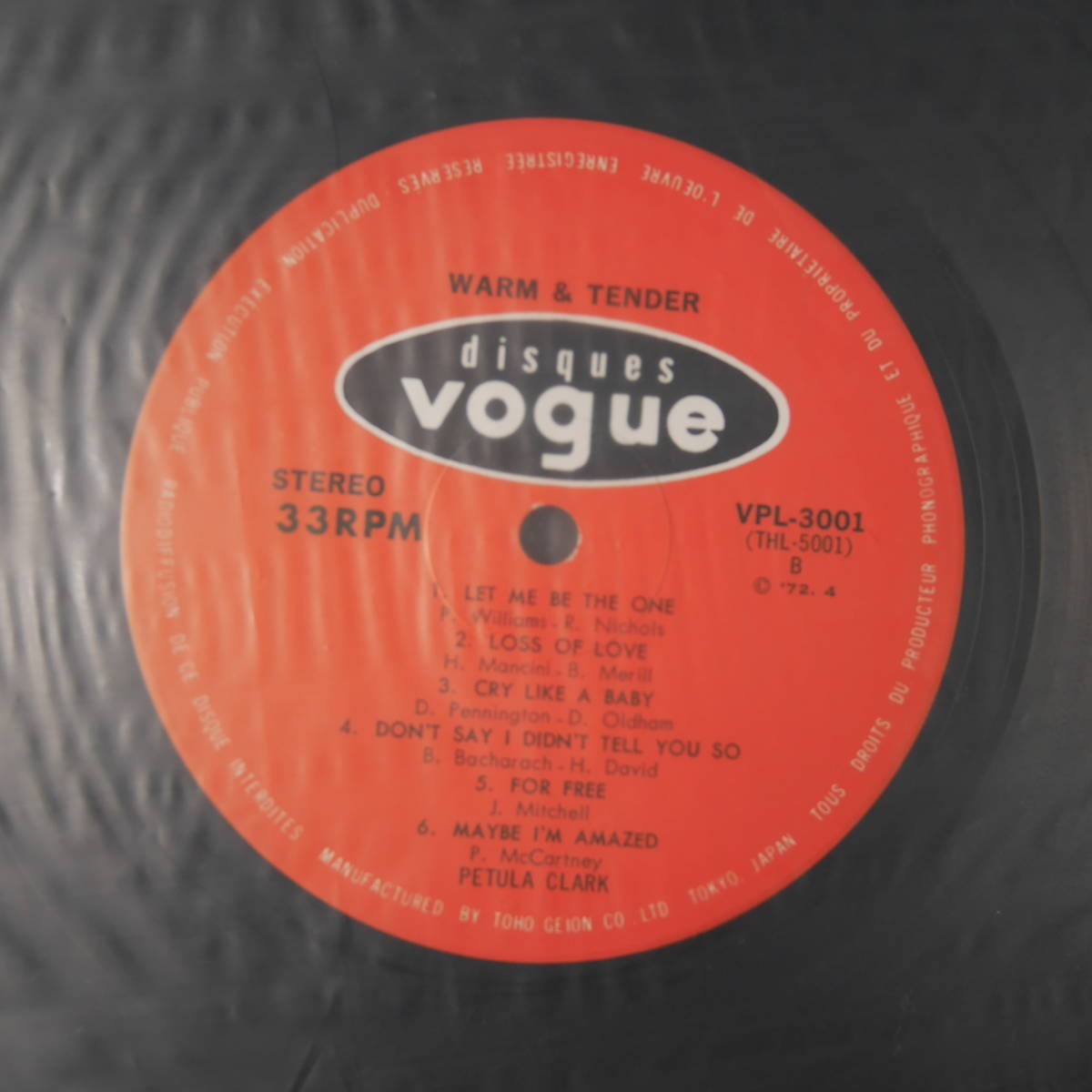 アナログ ● 邦盤 ～ Petula Clark Warm & Tender ～ Disques Vogue vpl-3001_画像5