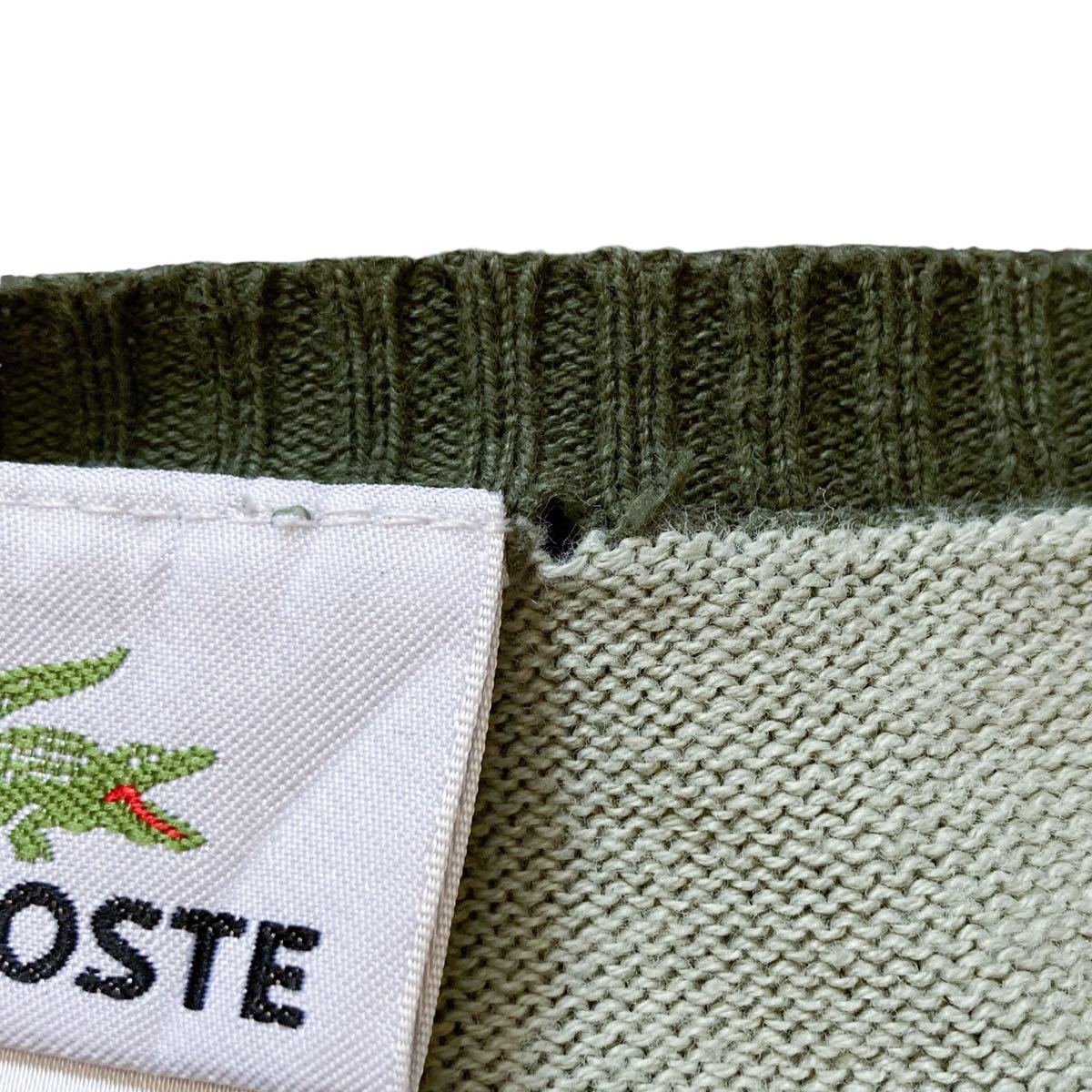 90’s〜LACOSTE ラコステ ヴィンテージ コットン ニットセーター 40 サイズ Lサイズ相当 レディースボーダー 刺繍 ロゴ カラフル フランス_画像8