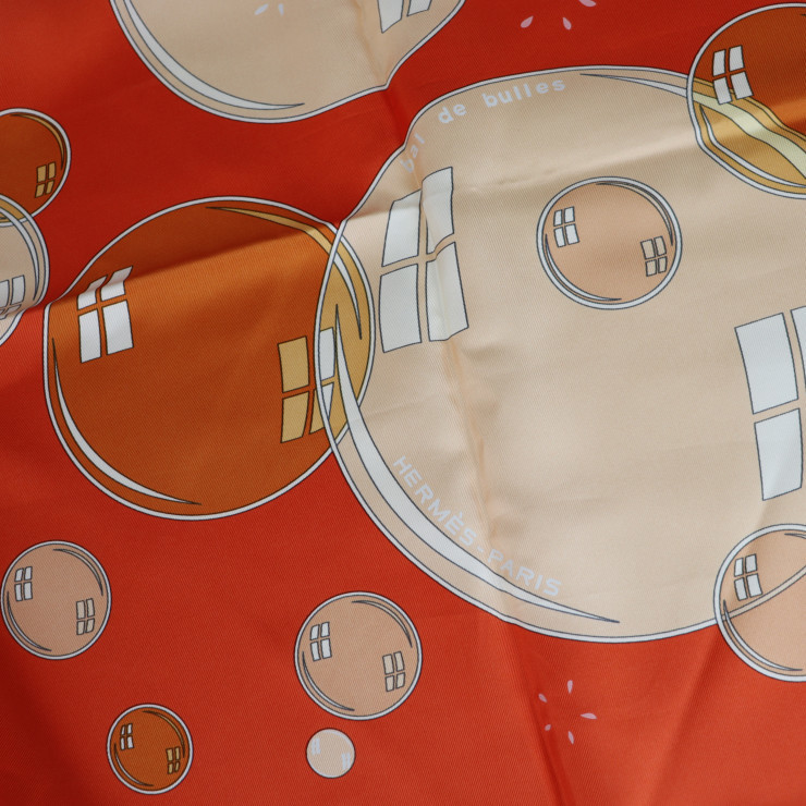 超美品 HERMES エルメス bal de bulles カレ90 スカーフ シルク