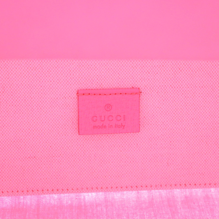 超美品 GUCCI グッチ ロゴプリント 575140 トートバッグ コーティングキャンバス ピンク 【本物保証】_画像8