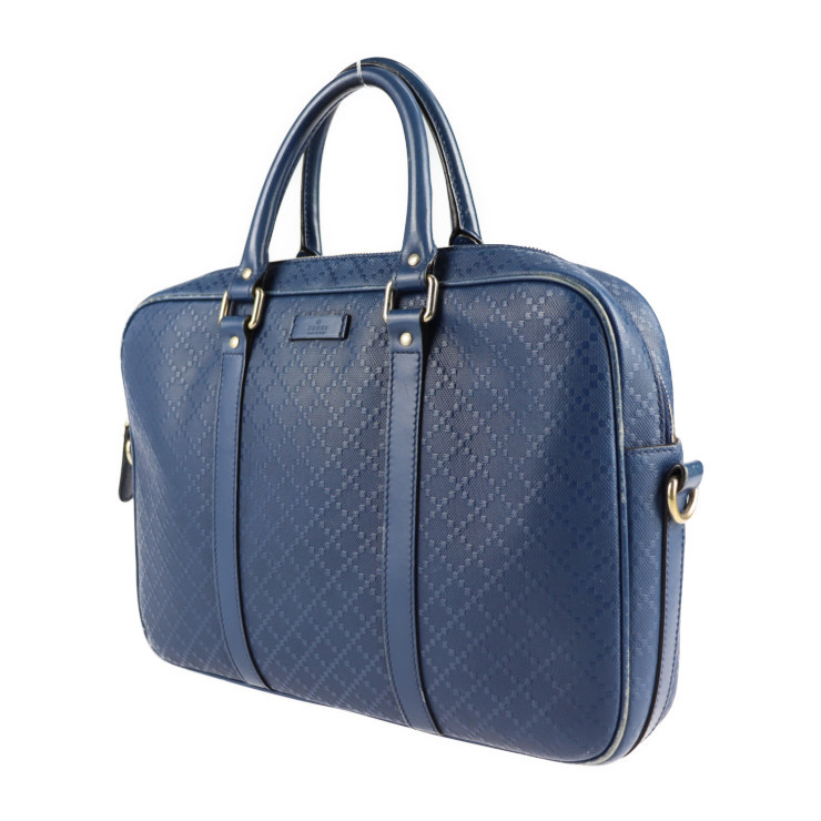 GUCCI グッチ ディアマンテ 344357 ビジネスバッグ レザー ブルー 2WAY