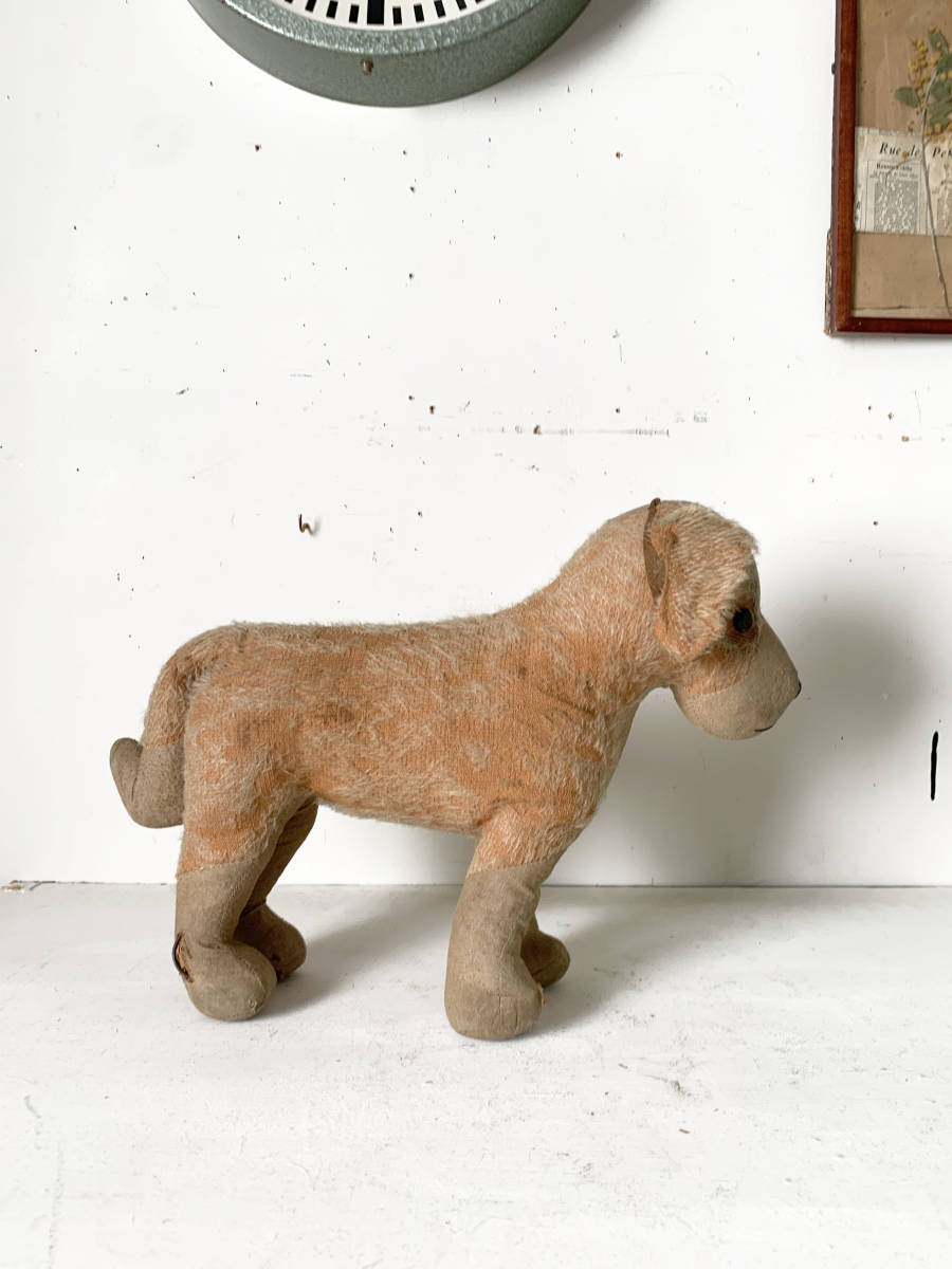 フランス 1900-30s 犬 ぬいぐるみ 木毛 オブジェ おもちゃ 什器 民藝 美術 骨董 ヴィンテージ アンティーク 2