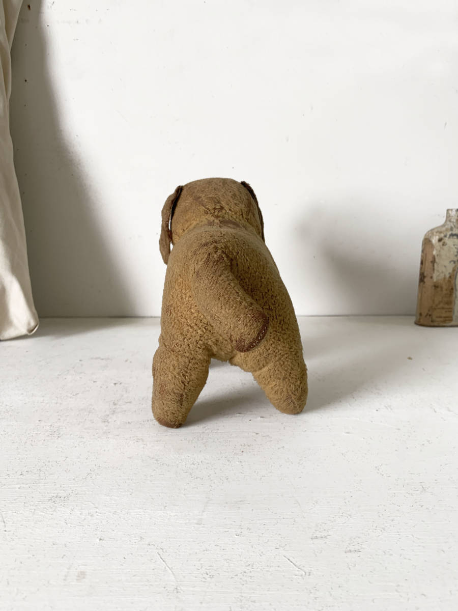 フランス 1900-30s 犬 ぬいぐるみ 木毛 オブジェ おもちゃ 什器 民藝 美術 骨董 ヴィンテージ アンティーク 3