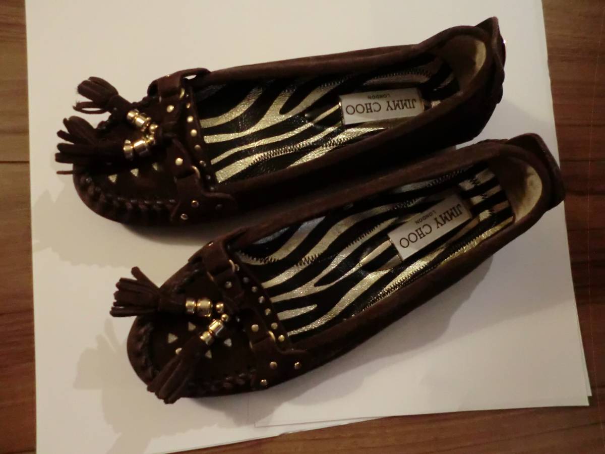 正規激安 美品 23.5cm 靴 本物 ジミーチュウ CHOO JIMMY 茶 シューズ