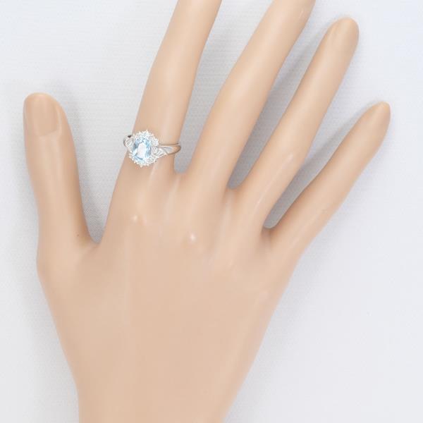 PT900 リング 指輪 10号 アクアマリン 1.16 ダイヤ 0.41 総重量約5.2g