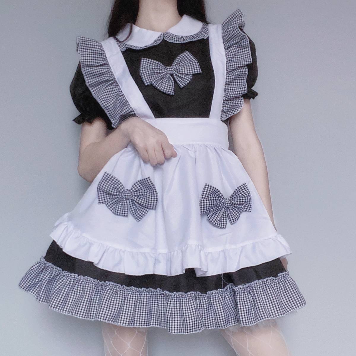  Lolita One-piece made clothes 4 point set apron .roli. tea uniform lady's costume fancy dress S-3XL cute sexy pretty roli.ta ribbon 