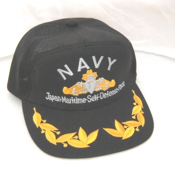 海上自衛隊　水上艦艇徽章　NAVYキャップ　メッシュ黒　M　ひさし刺繍入り　ネイビー　海自　帽子　アウトドア　サバゲー　№20-①_画像1