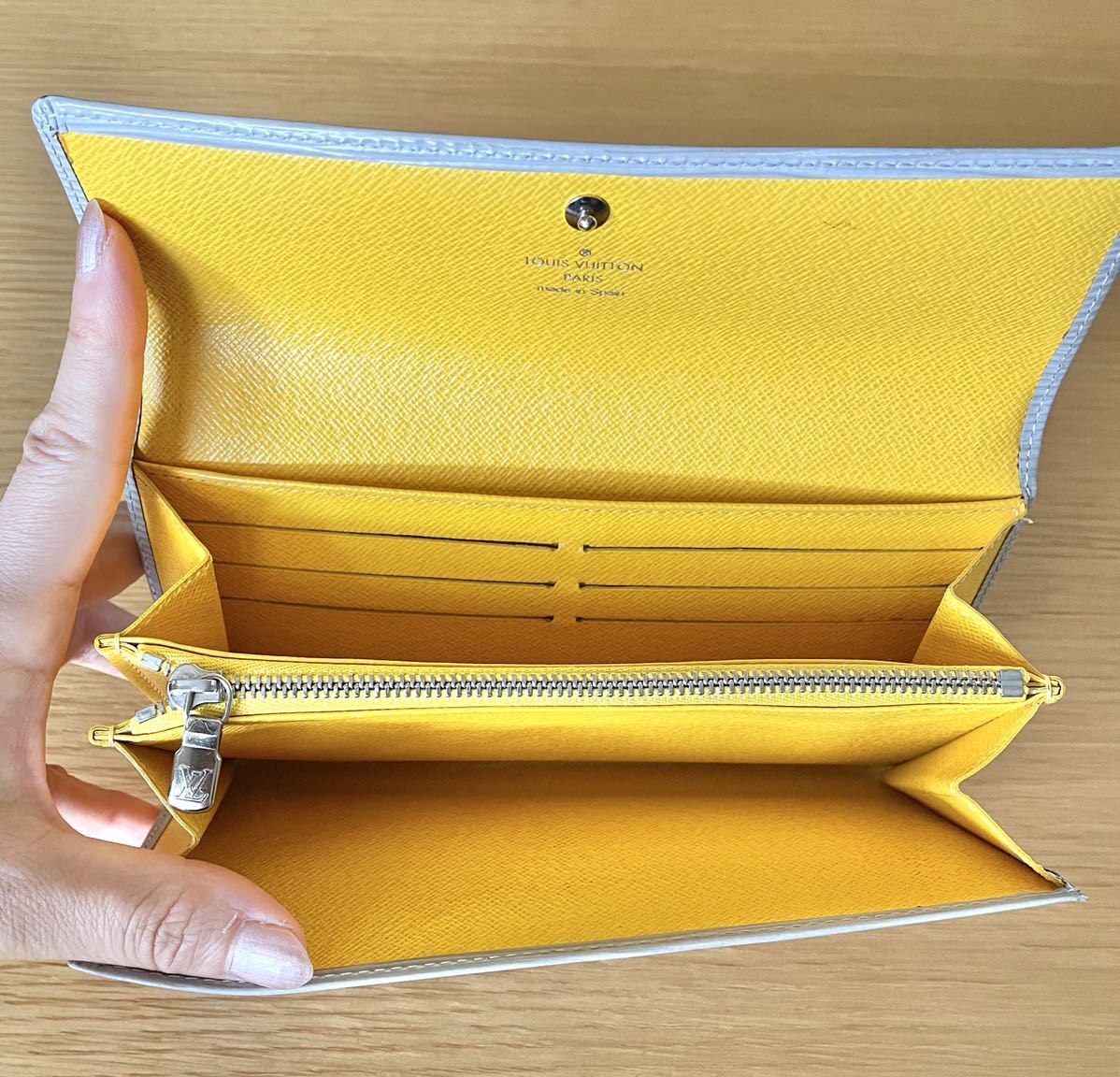 LOUISVUITTON エピ ポルトフォイユサラ グレー イエロー 長財布 バイカラー 財布 8