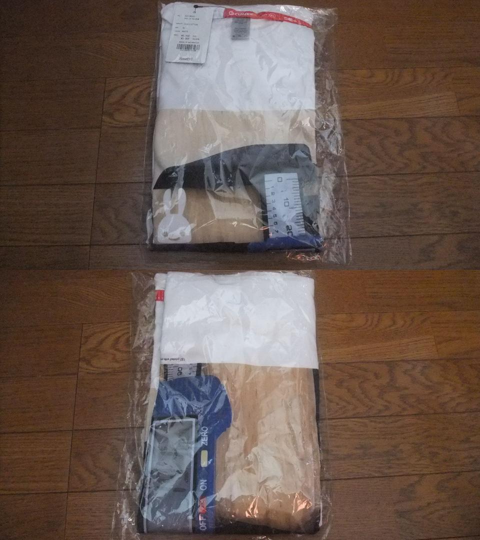 送料無料 新品 cune キューン うさぎ 計測 ロング Tシャツ ロンT XL 白 写真