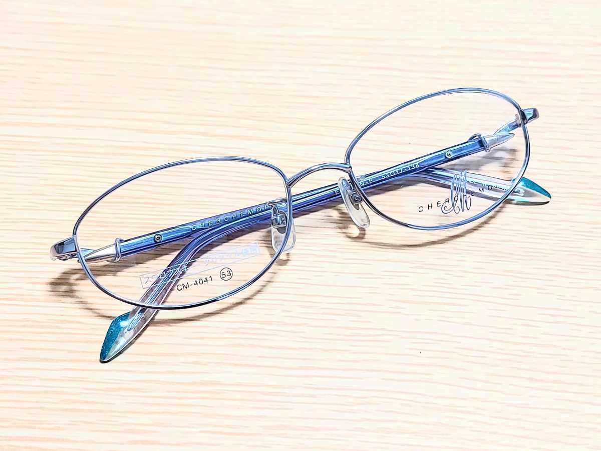 新品　CHERCHEMOI チェルチェモイ　日本製　メガネ　眼鏡　高級感　オシャレ　上品　フルリム　チタン　シルバー　スワロフスキー_画像6