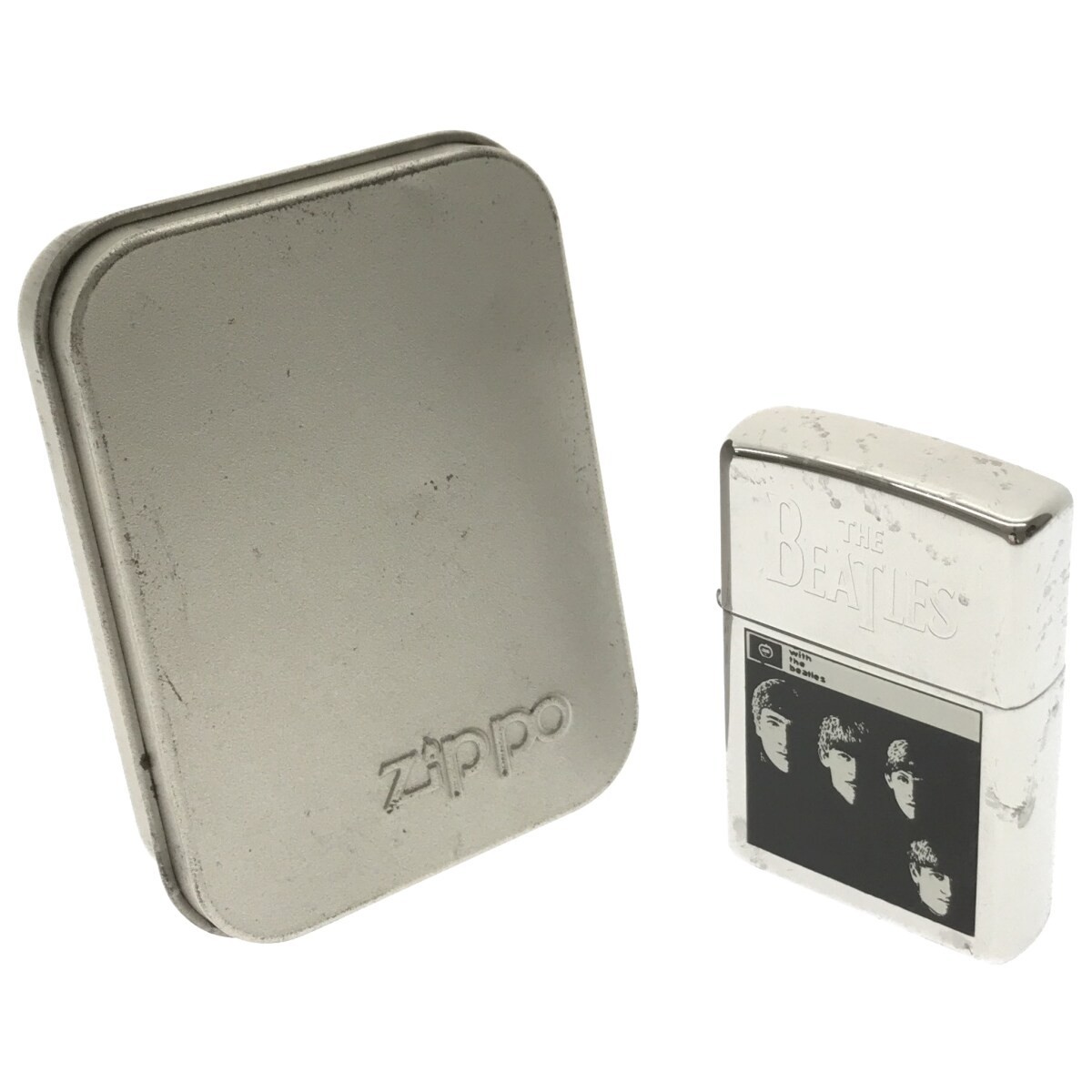 【未使用】Zippo THE BEATLES with tha beatles ジッポー ザ ビートルズ ジャケット 絵板 1992年製 洋楽 イギリス リバプール バンド J762_画像1