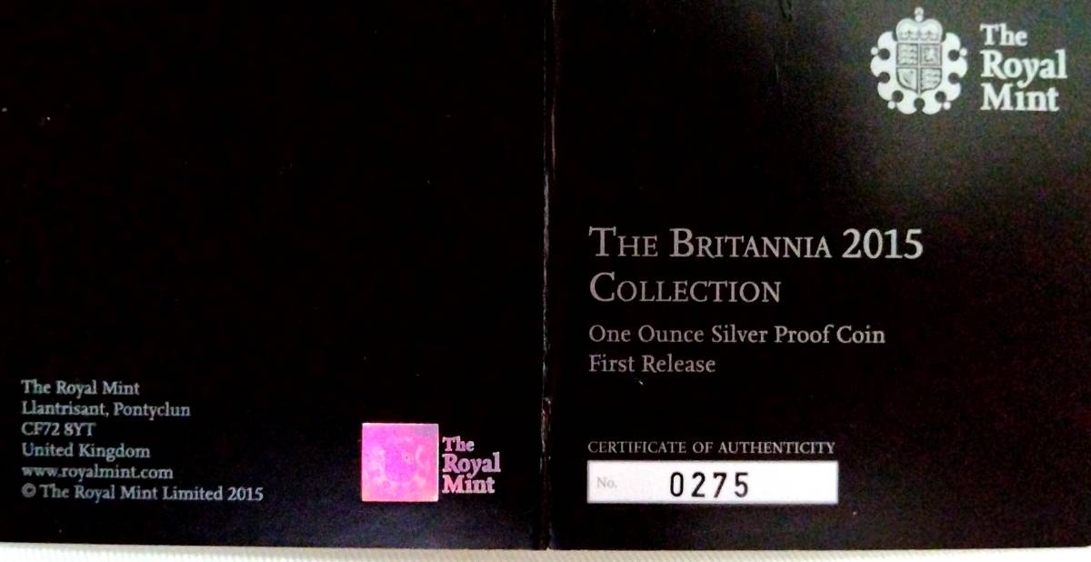 【 戦士ブリタニア 】 ★ 最高鑑定 ★ 初期1250枚の1枚 COA付き 2015 イギリス 銀貨 2ポンド 1オンス 純銀 99.9％ NGC PF70 ULTRA CAMEOの画像8
