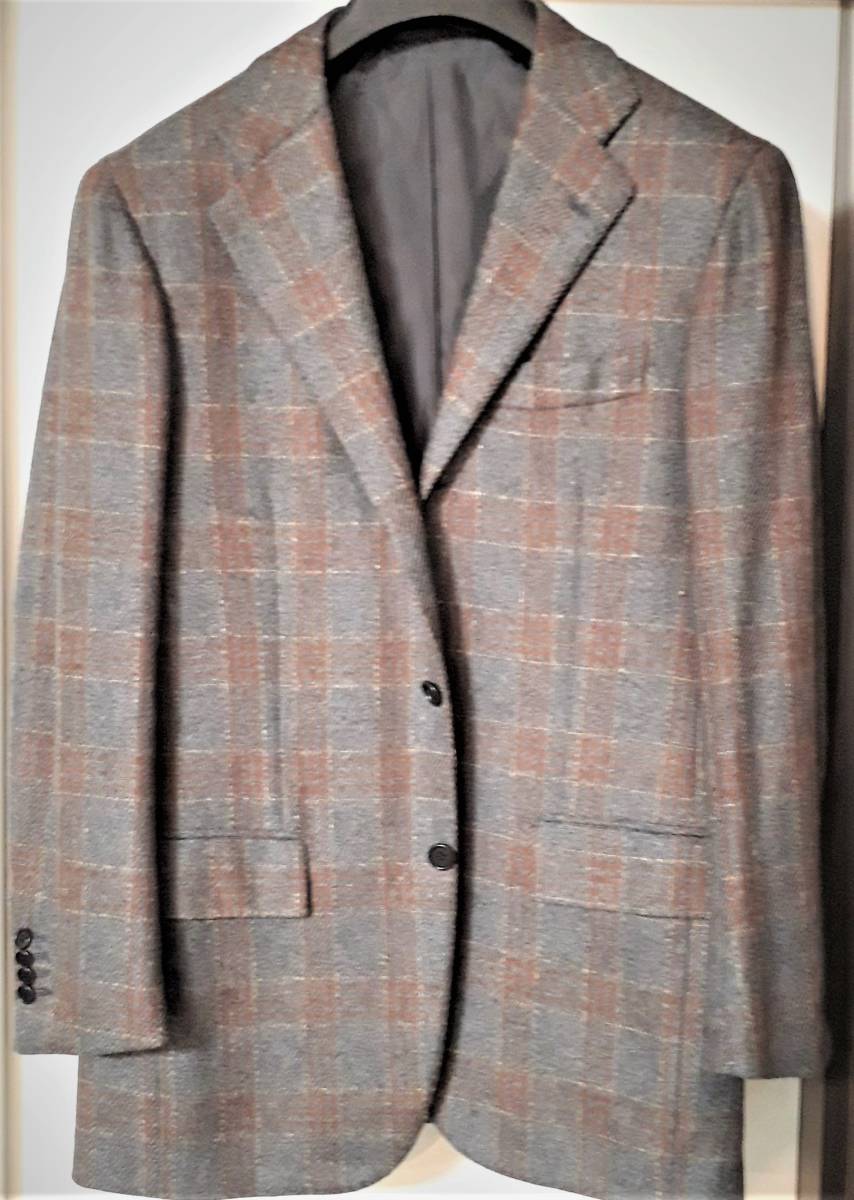 最高級 Brioni テーラードジャケット ヘリンボーン シルク混 2B 50-