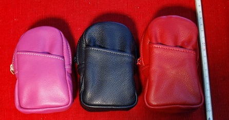 No.411RED Soft Zipper Leather Cases Col.:Red. Made in USA Utility Pouch_画像4