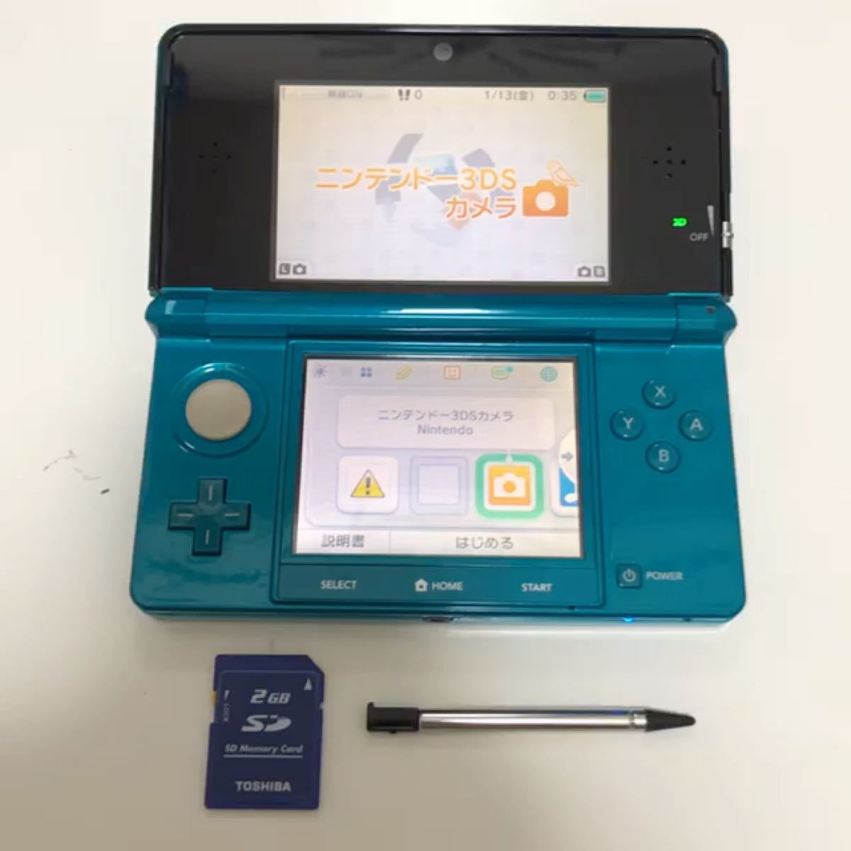 任天堂　ニンテンドー3DS 本体 アクアブルー メモリーカード　タッチペン