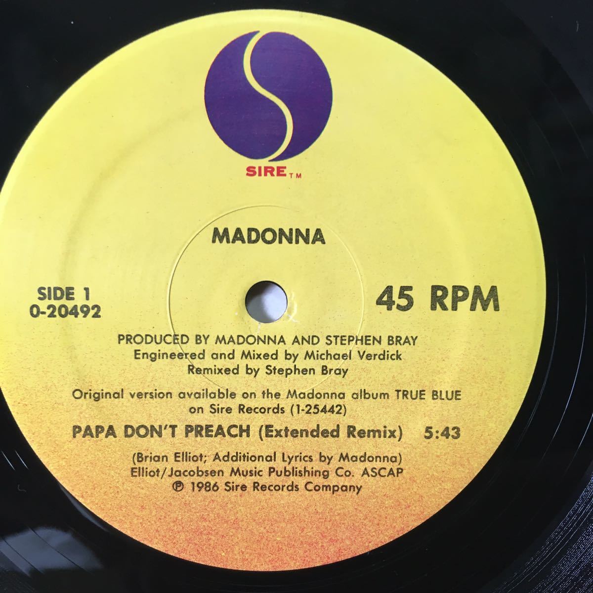 12' US盤　MADONNA / PAPA DON'T PREACH_画像3